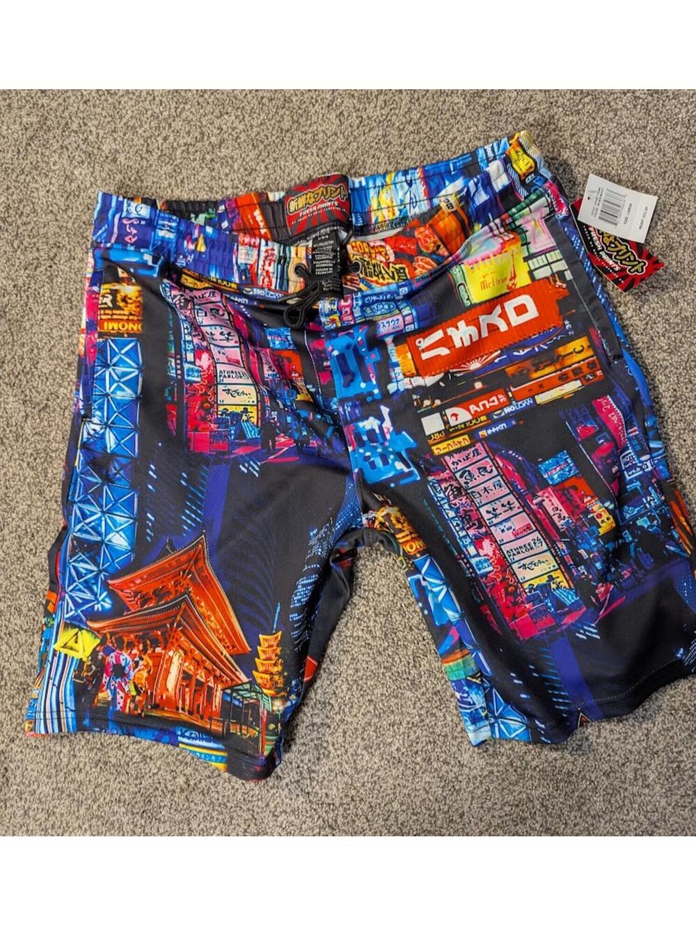 Fresh Prints of Tokyo Drill Clothing Co Shorts Large NWT Neon Night D2307-Y3084